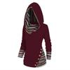 Tribal Geometric Stripe Splicing Hooded Knitted Long Sleeve Button Top Casual Ethnic Sweater Women
