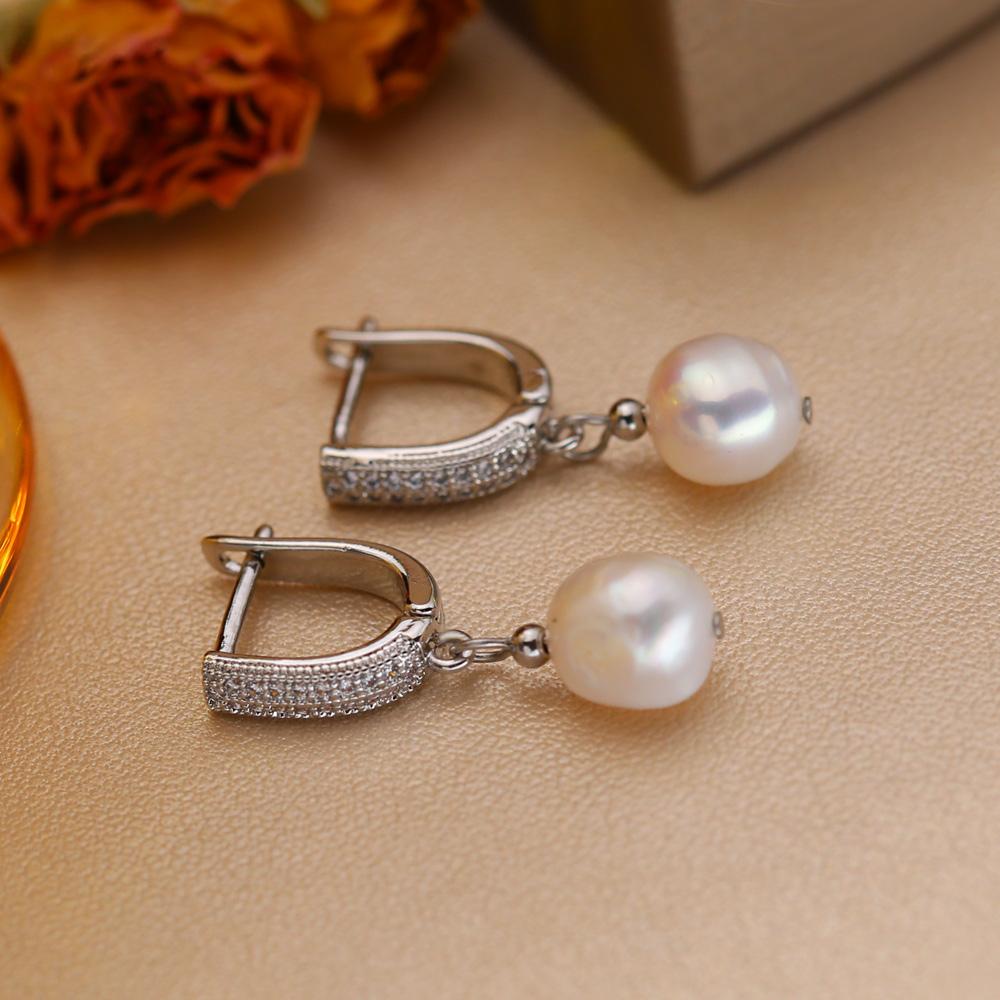 Blatt Mode Barock Süßwasserperle Damenohrringe Zwei Tragemethoden Perle 18K Gold Plated Zirkonia Ohrringe Valentinstag Muttertag Geschenke