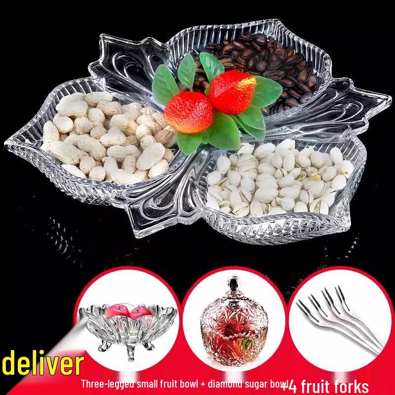 Europejska Szklana Kryształowa Talerz Dzielony na Owoce i Przekąski