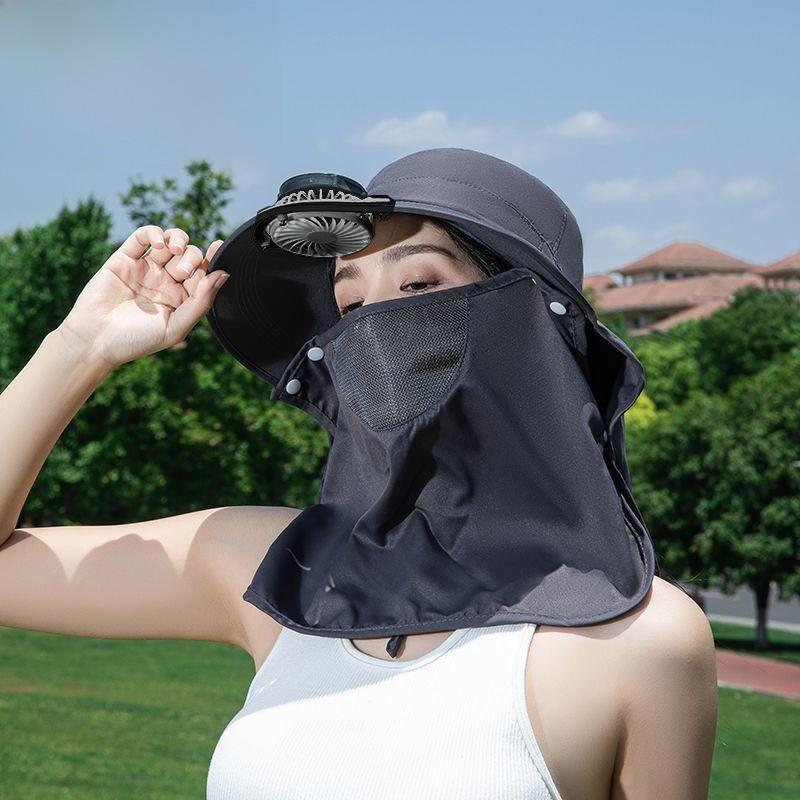 Sun Protection Hat With Fan For Women Summer Uv Shield And Breathable Cap