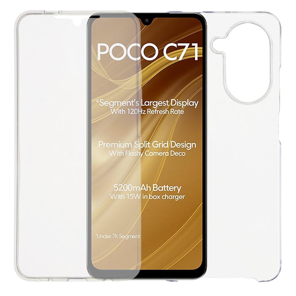 For Xiaomi Poco C71 4G/Redmi A5 4G (171.7mm) Case TPU Frame Clear Acrylic Back Phone Cover with PET Film