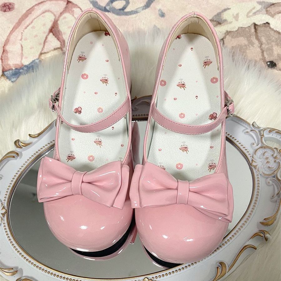 Daily cute with skirt lolita round head single shoes year small man looks tall Mary Jane shoes