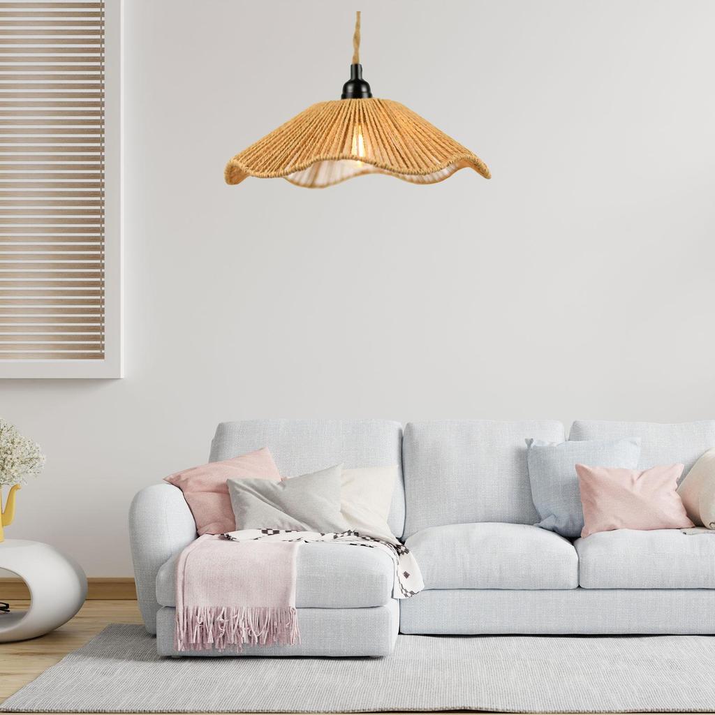 Handwoven Rope Lampshade Chandelier Covers Shades Ornament Decorative Living Room Kitchen Ceiling Woven Lamp Shade Light Cover