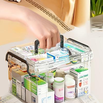 Large Capacity Double-Layer Medicine Organizer Box - Waterproof, Transparent Storage for Home & Travel