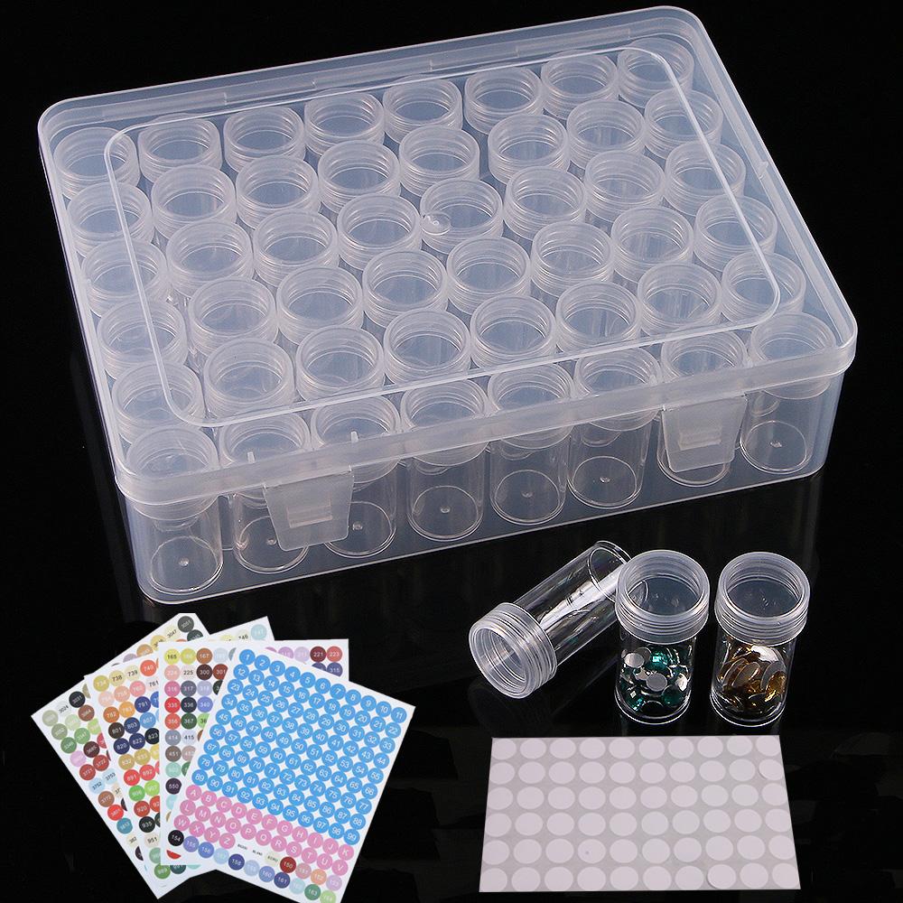 

48 Bottles Diamond Painting & Bead Storage Case - Easy-Identify Color Number Labels, Durable Organizer for Craft Enthusiasts 22.5x17x6cm