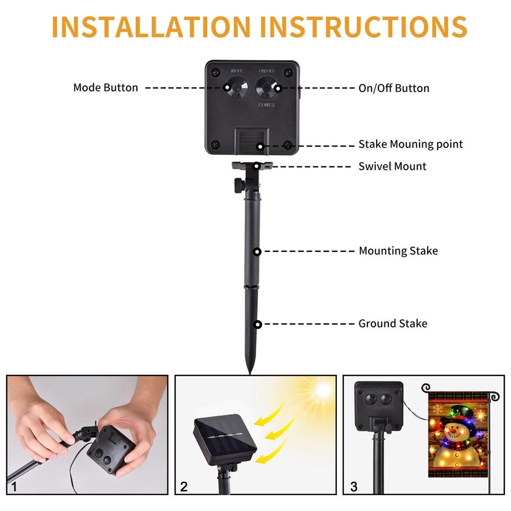 12x18" Double Sided Solar Led Snowman Garden Flag For Outdoor Farmhouse Garden Lawn Christmas Decoration Lighted Yard Flags 2025