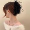 Feather grab clip Female ostrich hairpin Back of head Hair accessories clip 2025 New Mao Mao hairpin Shark clip