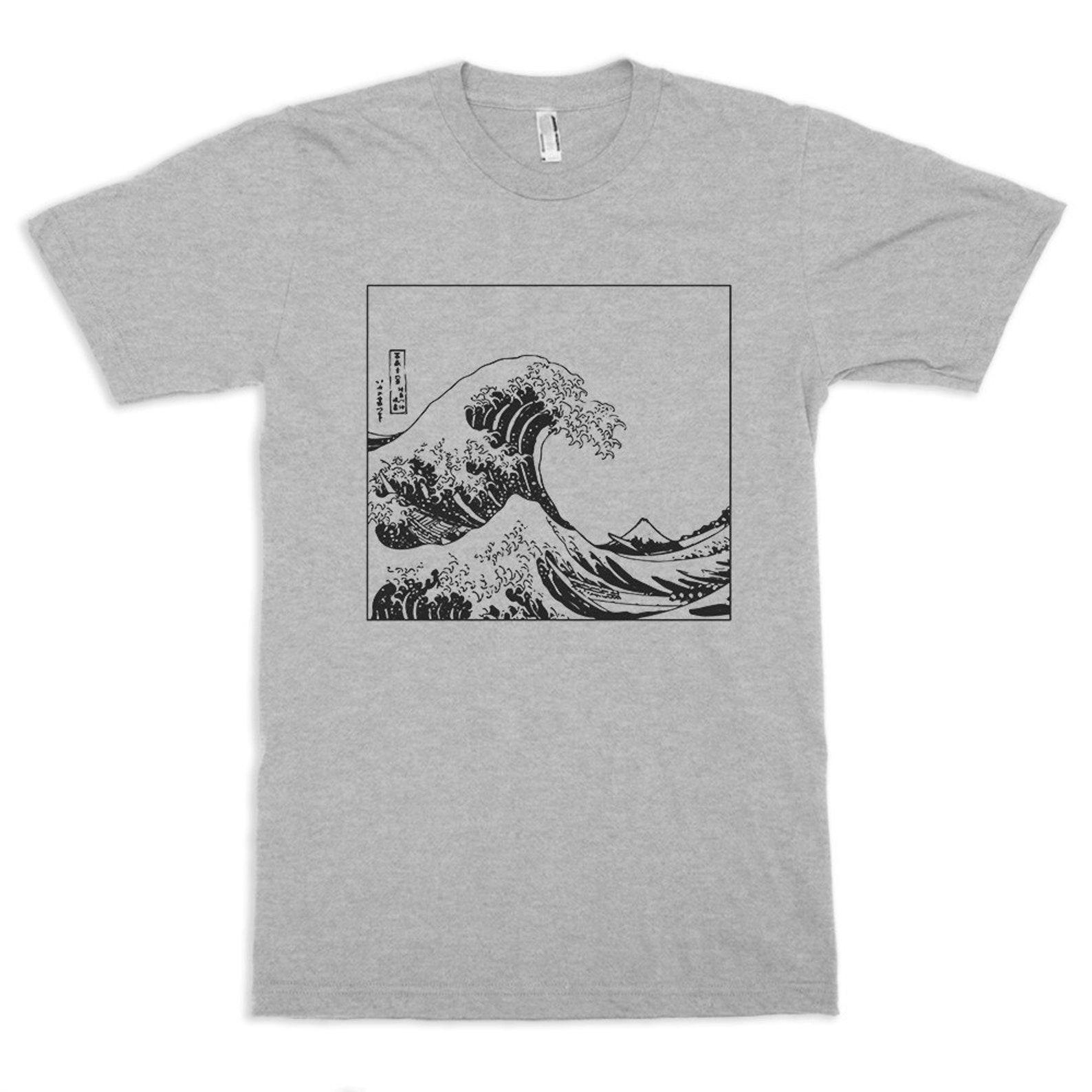 Hokusai Great Wave off Kanagawa by Hokusai T-Shirt, Japanese Art Tee (pfa-338) L