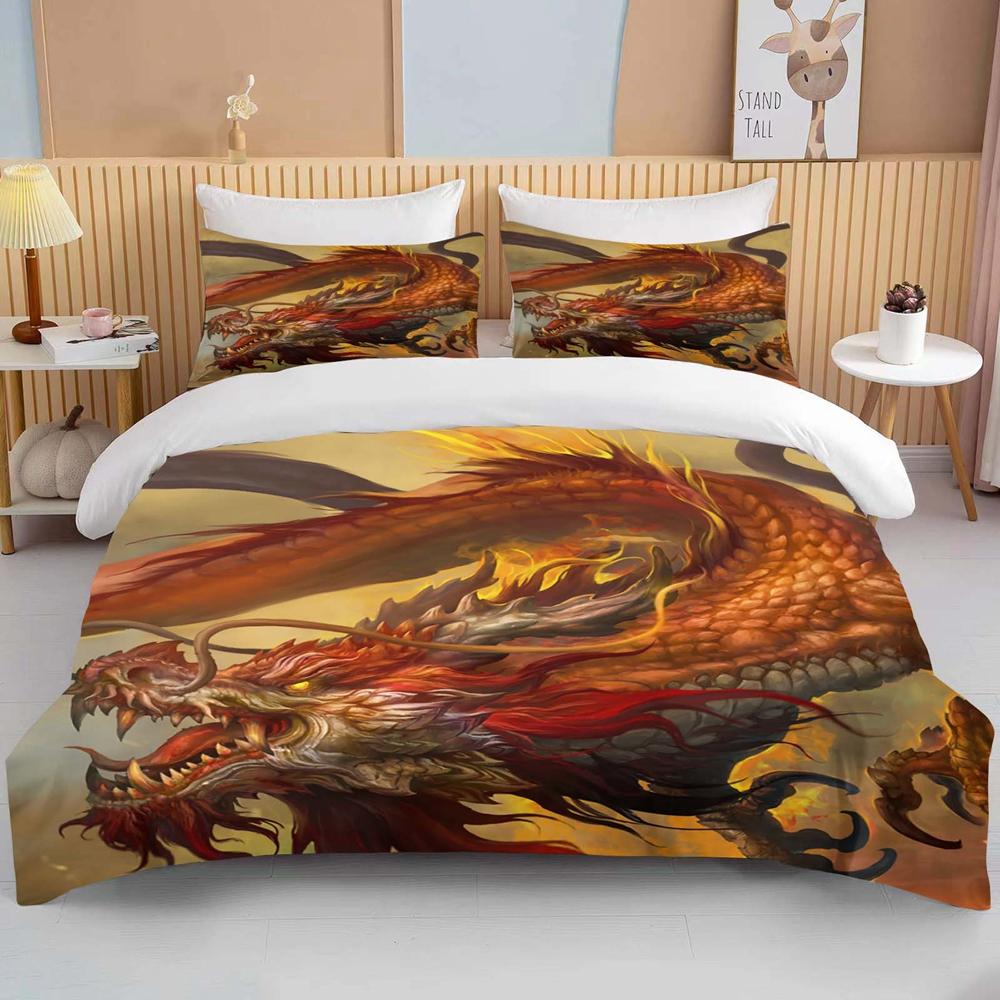 Chinese dragon Bedding 3 Piece Set king size double bed bedding set microfiber or polyester duvet cover set  bedroom bed set