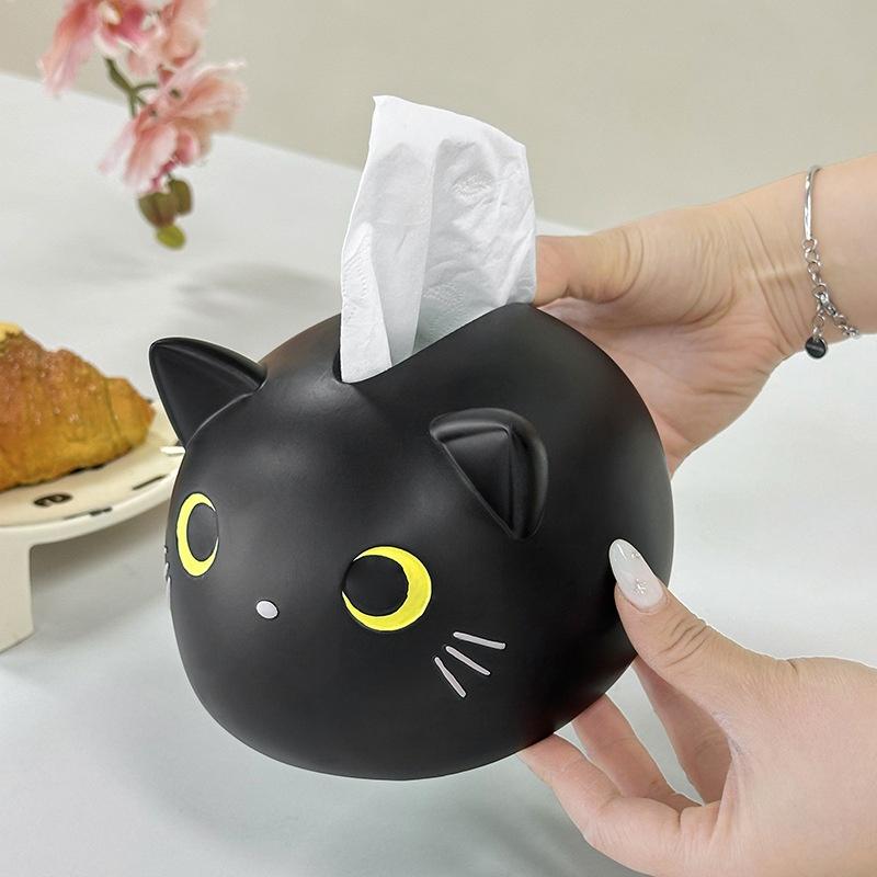 Cute Cat Tissue Box Luxury Paper Cover Kitten Car Living Tissue Paper Holder Desktop Home Kitchen Napkin Organizer Craft Ornamen