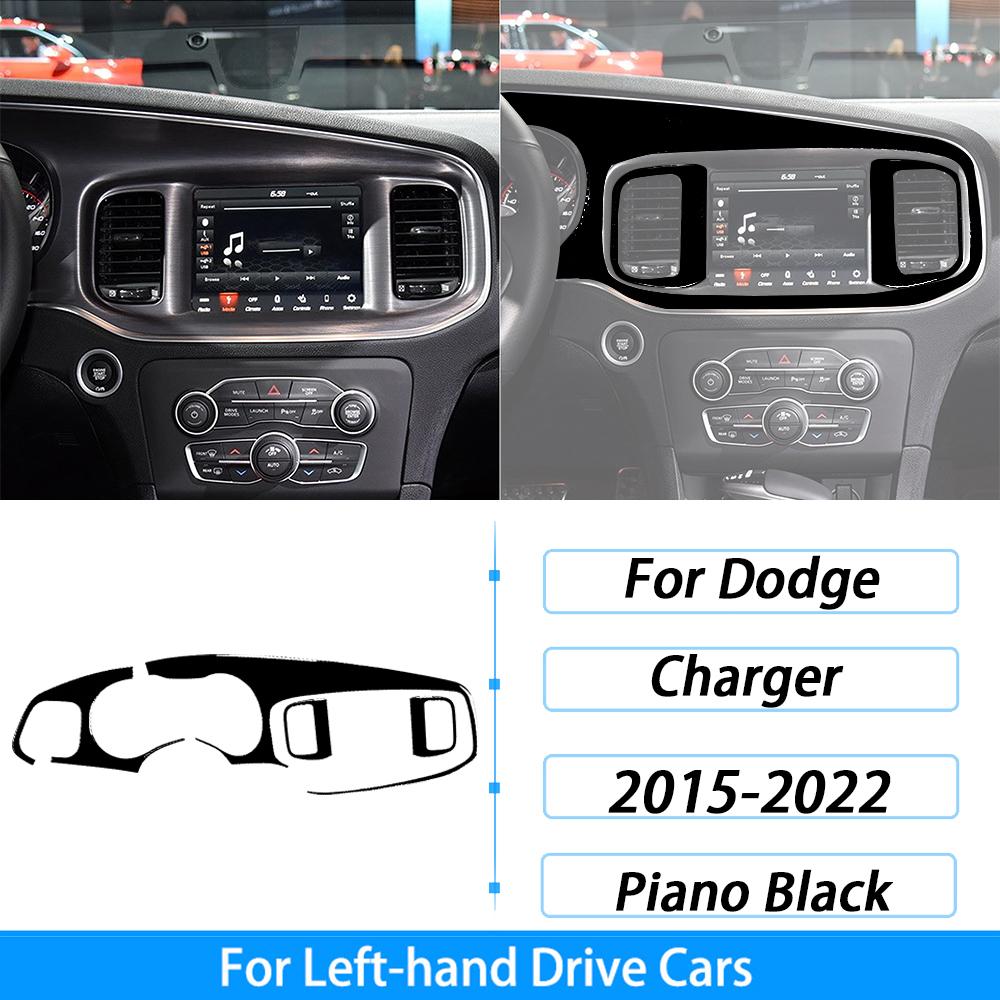 For Dodge Charger 2015-2022 Piano Black Central Control Radio CD AC Panel Trim Cover Car Interior Decoration Accessories Sticker