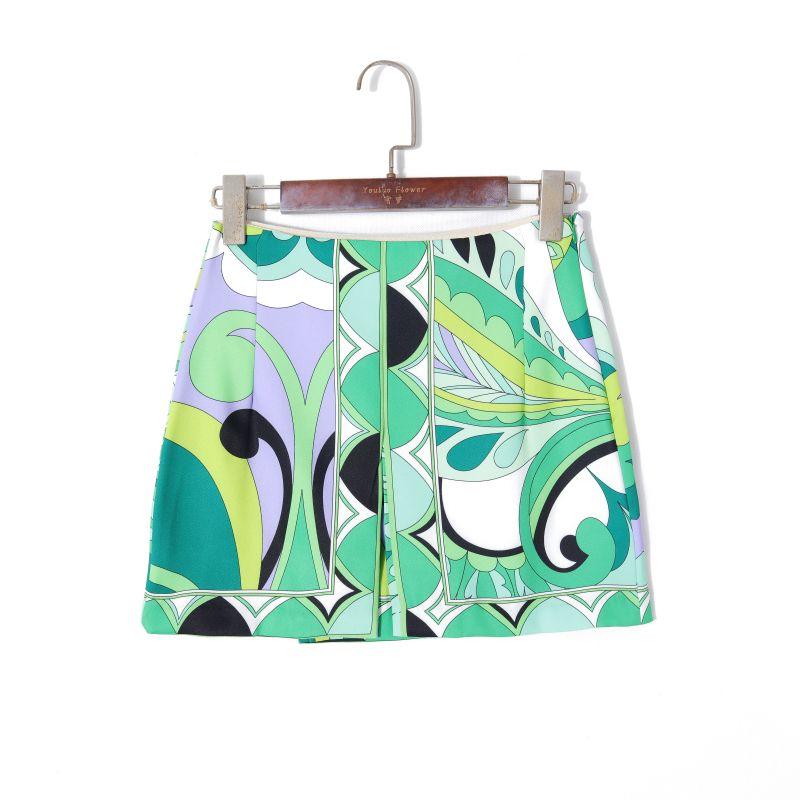 

2024 Летняя женская одежда Стильная юбка А-силуэта с разрезом Приталенная Стройнящая Молодежная Универсальная Удобная юбка Green Printing S