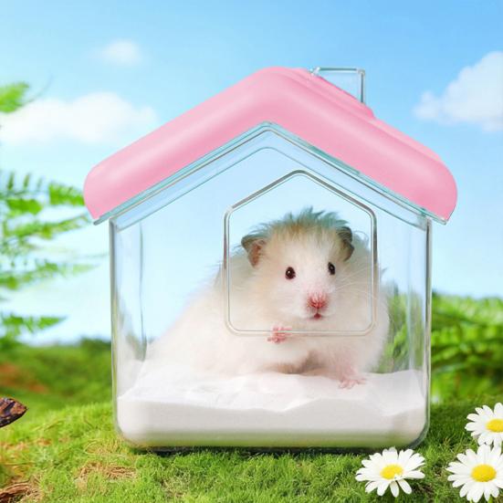 Hamster Badhaus Form Klar Sichtbar Rennmaus Zwerghamster Sandbad Behälter Box Kleintiere Badezimmer Toilette Hamsterkäfig Zubehör