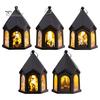 Spooky Table Centerpieces Halloween Pumpkin Lantern, Gothic House Shape LED Flickering Candle Light Plastic Decorative Lights for Party, Centerpieces,