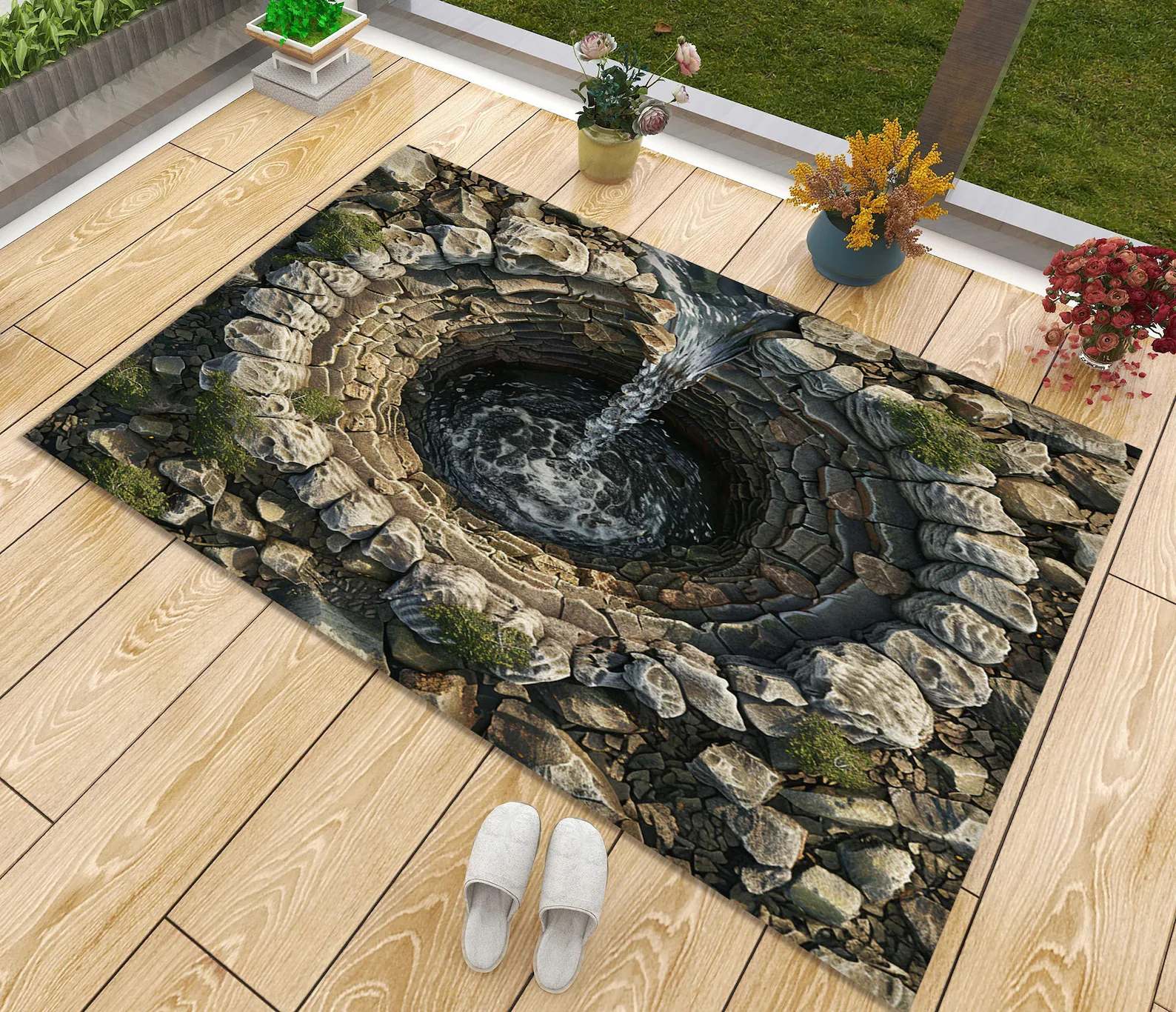 

3D Optical Deception Carpet Deep Hole Design for Living Room and Bedroom Soft Mat Easy Clean Beautiful Fashion Rug Home Decor 40x60cm