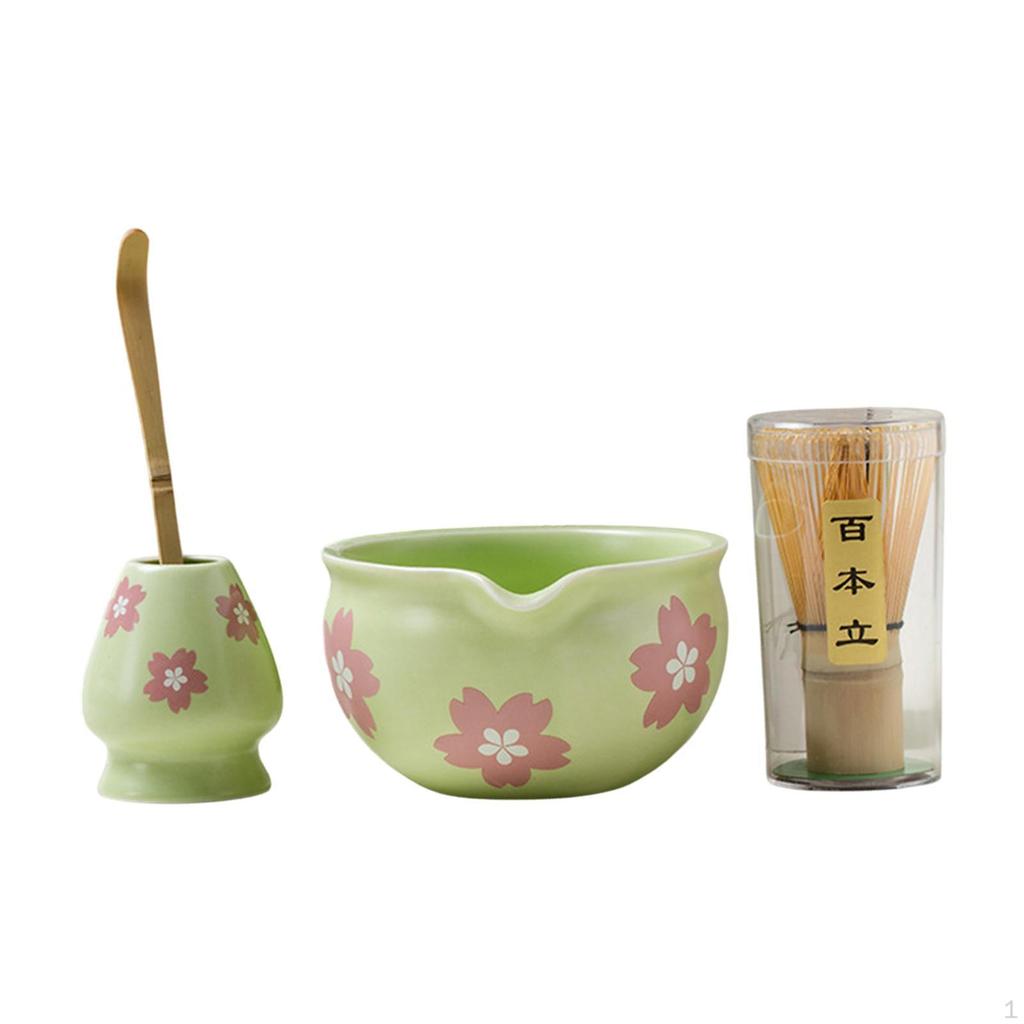 4-teiliges Matcha-Set mit Schneebesen und Löffel zur Teezubereitung