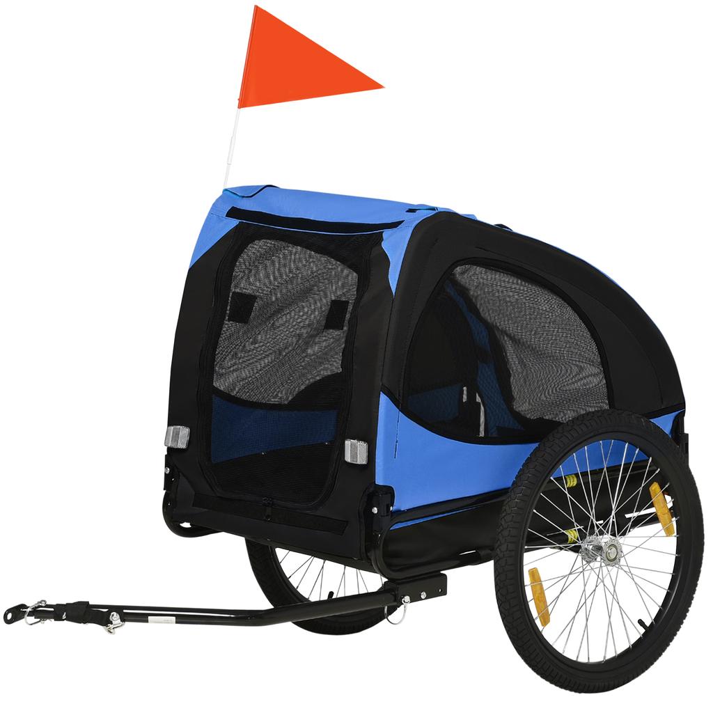 Dog Trailer, Foldable Dog Bicycle Trailer, Water-Resistant, Oxford Fabric, Steel, 140 x 71 x 83 cm, Blue