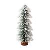 Tabletop Flocked Artificial Cedar Christmas Tree, Tower-Shaped Tree with Needles and Wooden Base