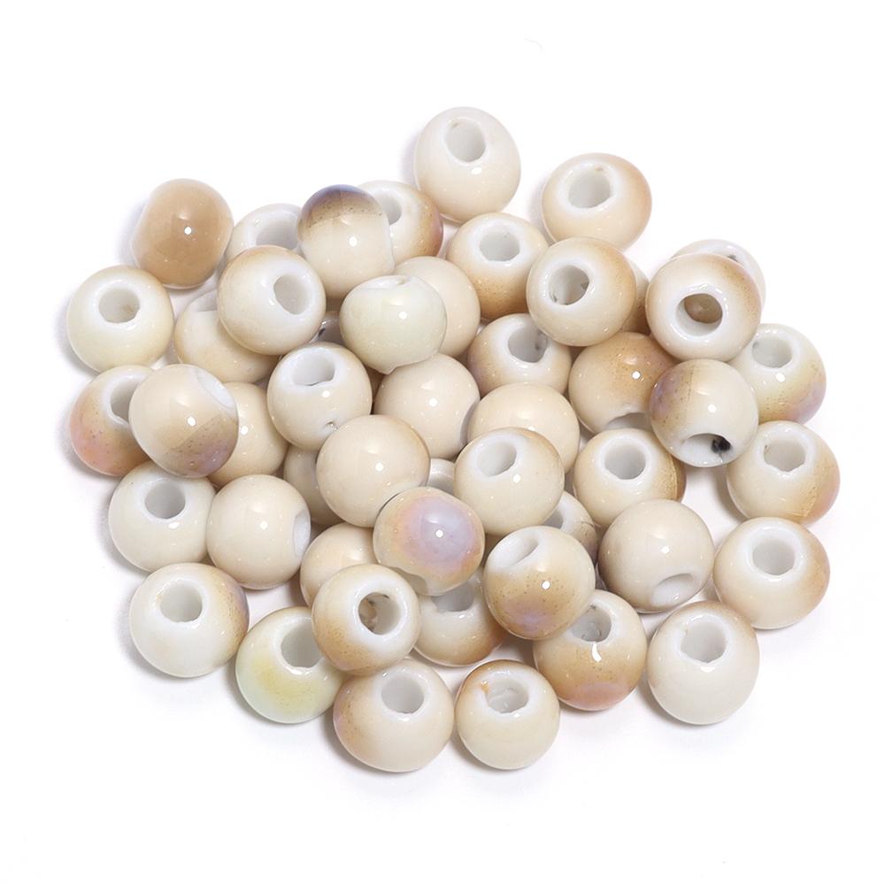 30pcs/lot Round Shape Ceramic Beads Colorful Loose Beads Spacer Beads For DIY Jewelry Making Necklace Bracelet Accessories