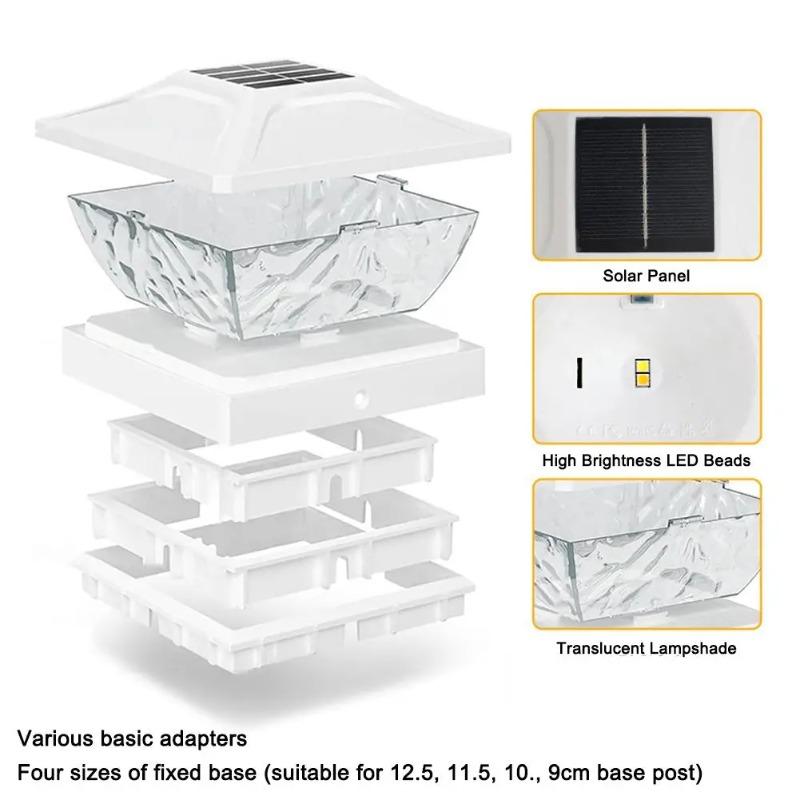 Solar-Säulen-LED-Leuchte Wasserdichte Solarlichter Außenbereich Garten Sonnenlicht für Zaun Weg Außenleuchte Dekoration Weißes und Warmes Zweifarbiges Licht