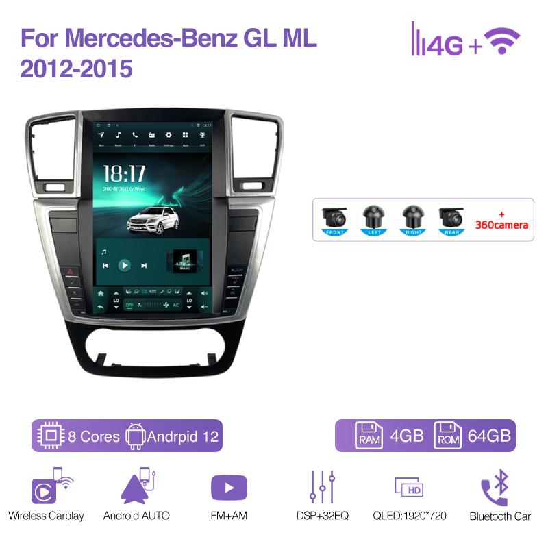 12.1" For Mercedes Benz GL ML W166 X166 2012-2015 Car Multimedia Video Player GPS Navigation Android11 8+128G 8Core CarPlay 4G