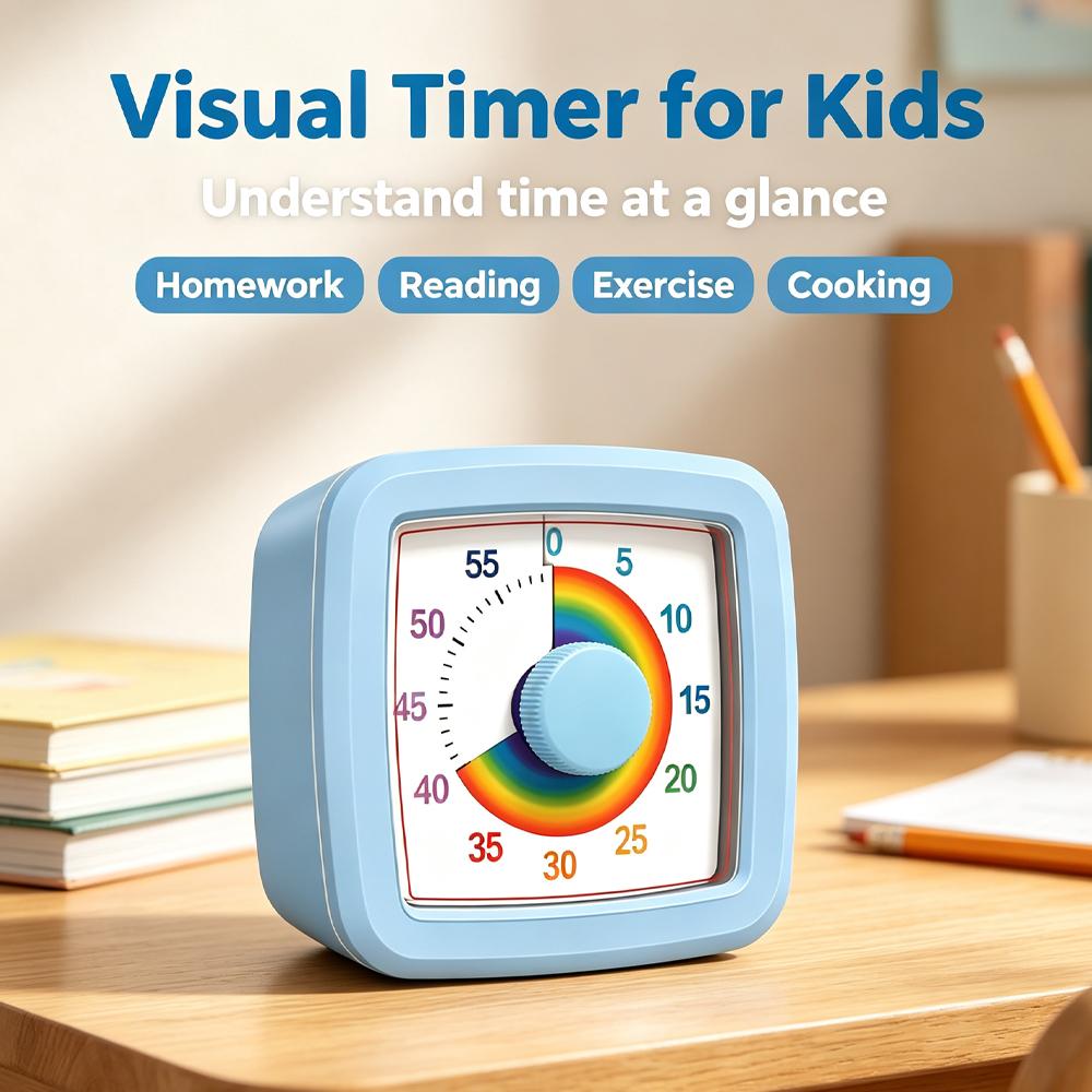 Rainbow Visual Timer for Kids 60-Minute Silent Countdown Visual Time Management Clock for Homework Reading Classroom Kitchen3