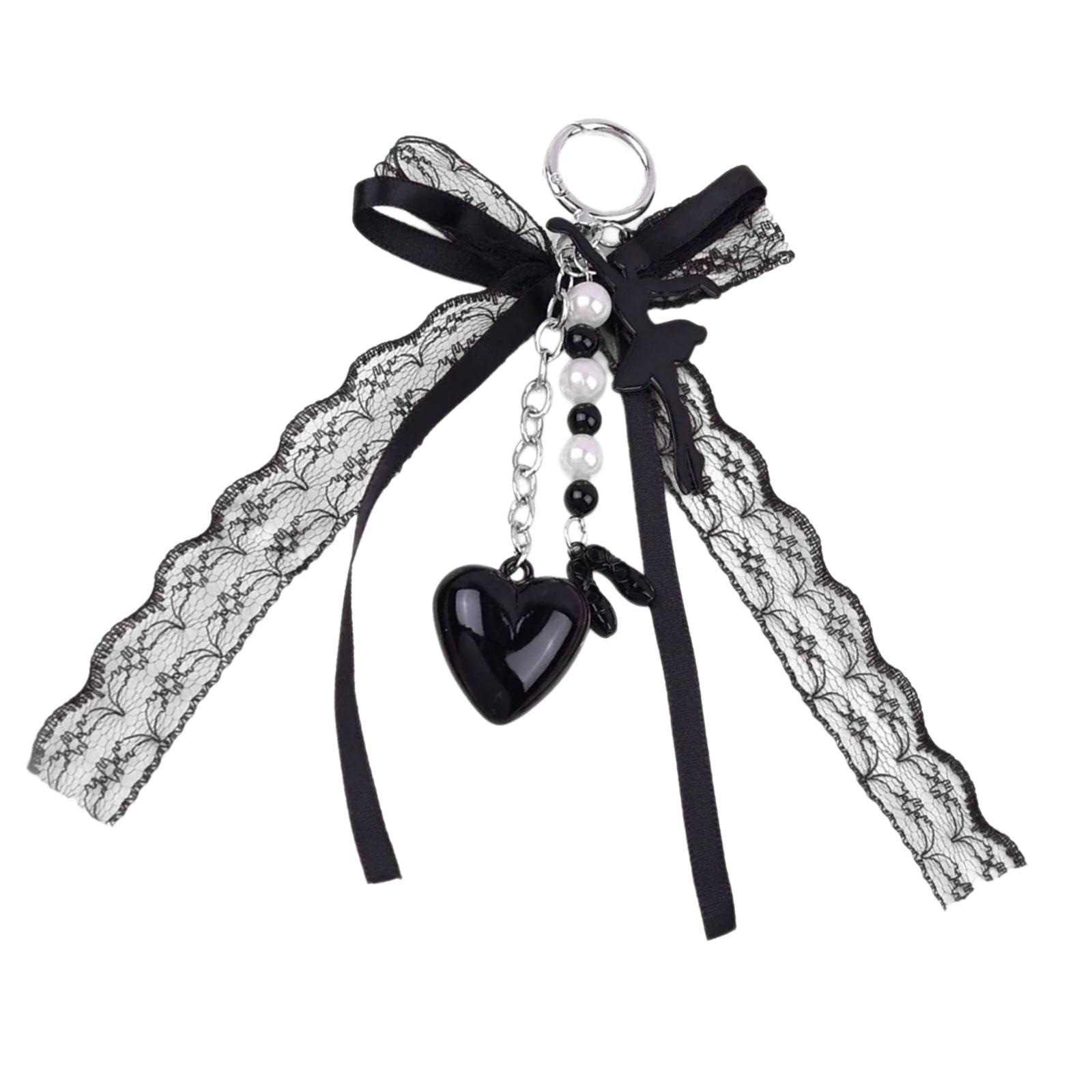 Car Key Chains Heart Keychain Charm Ballet Girl Keyring Bag Charm Creative Backpack Pendant Bows Keyholders Bag Pendant