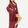 Plus Size European & American Lace Trim Long Robe Nightgown Lingerie