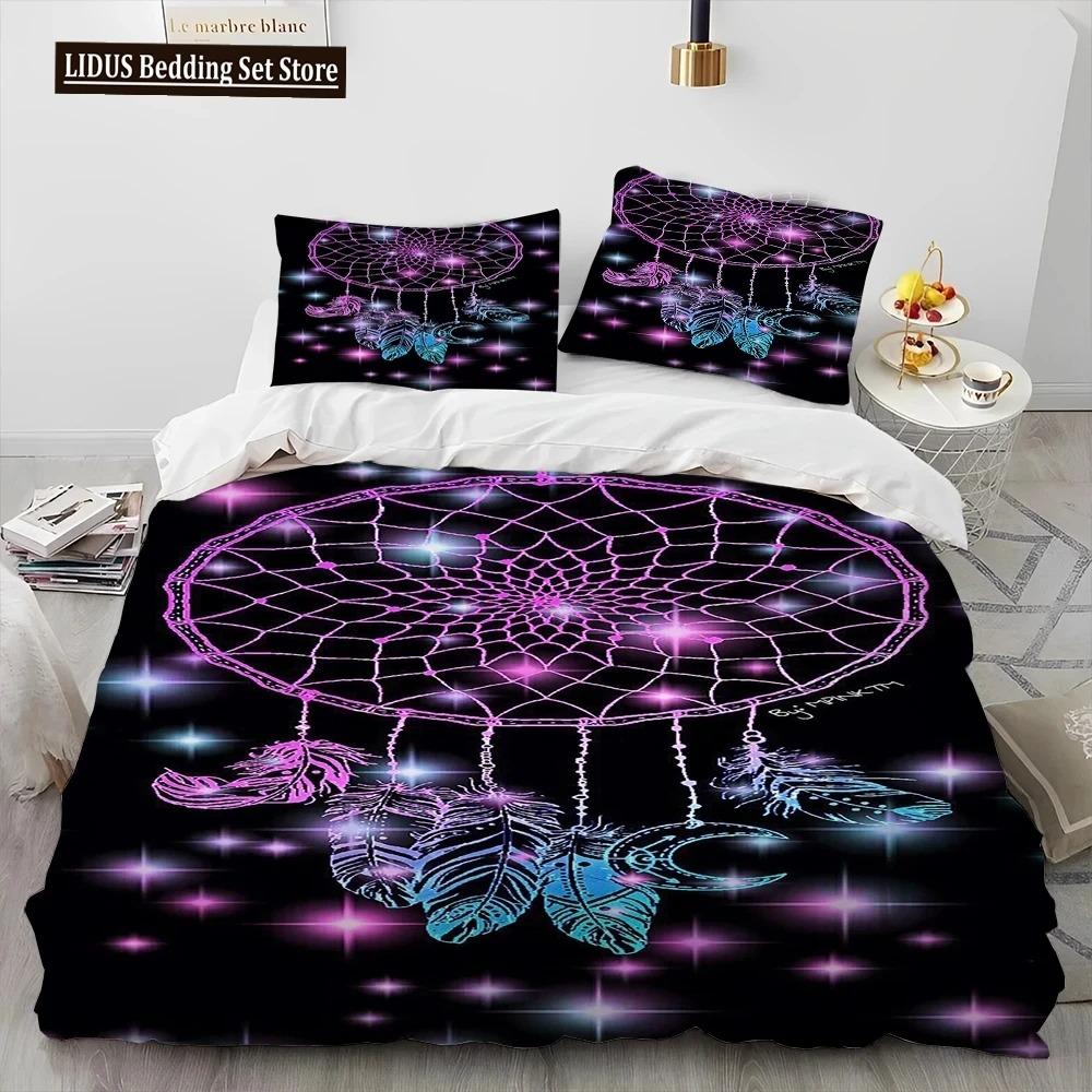 Fashion DreamCatcher Feather Owl Comforter Bedding Set,Duvet Cover Bed Set Quilt Cover Pillowcase,King  Set