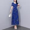 Plus Size Slimming Polyester Dress for Middle-aged Women - Summer Style, Chubby MM Fit