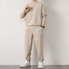 Men's Autumn Oversized Waffle Weave Suit Youth Loose-fitting Casual Sweatshirt + Sweatpants Simple Casual Two-piece Set
