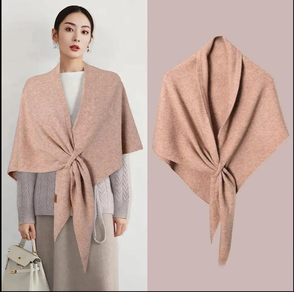 Damen Schwarzer Dreiecksschal aus Wollmischung: Vielseitig, Warm, Einfarbig für Herbst/Winter