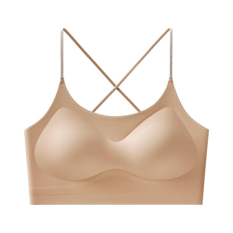 Silent bra invisible bra with gathered straps and no steel underwire underwear
