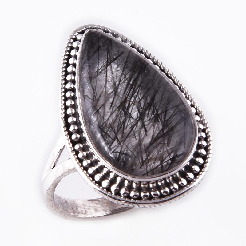 Natural Black Rutile Gemstone Handmade 925 Solid Sterling Silver Ring S.8 S8t29