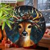 2D Flat Aluminium Christmas Sign with Elk Pattern - Navidad Figurine Ornaments - Ideal for Front Door, Wall, Porch, Fence Decor - Ideal Christmas