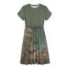Women's Casual Cute Pattern Print Round Neck Midi Dress Basic Classic Outdoor Everyday Short Sleeve Loose Dress
