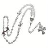 1pcs White GlassCrystal Rosary Necklace Cross Necklace Jewelry Alloy Mary Pendant Pendant Necklaces for Men Women Jewelry Wall Decoration Necklace