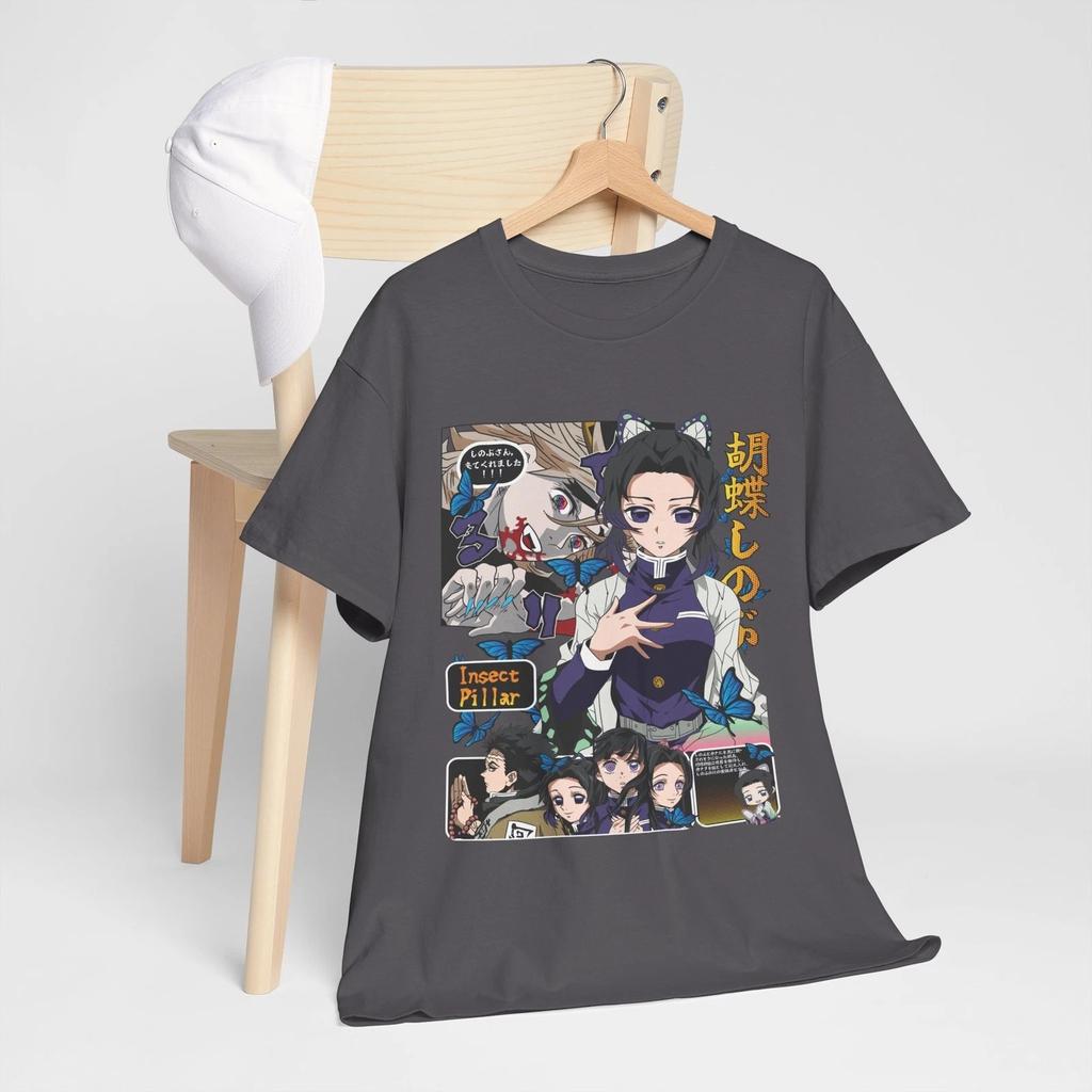 2026 Summer Demon Slayer Anime Shinobu Kochō Printed Loose Shortsleeved Pure Cotton Childrens Tshirt Unisex Casual Loose Y2k