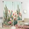 2pcs, 2D FLAT PRINTING Curtains (Without Rod) Cactus Garden Modern Curtain Fabric Prints Light Filtering Curtains Decorations