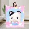 Cute Sylvanian Families Soft Warm Blankets  Camping Plush Throw Blanket Funny Bedroom Flannel Bedspread Sofa Bed Cover