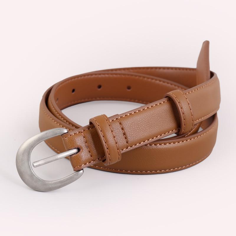 Womens Classic Leather Waist Belt With Pin Closure For Daily Wear And Jeans