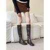 2025 new minimalist style round head inner height increase flat bottom tall tube thin boots fashion boots