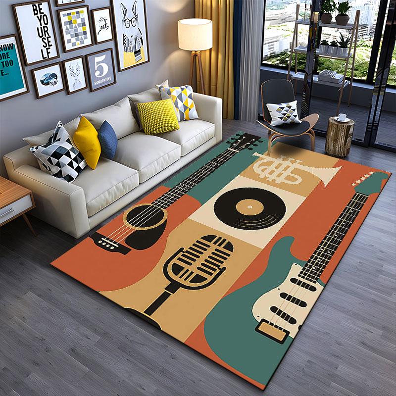 Retro Music Instruments Pattern suitable as a non-slip mat for the living room or bedroom sofa