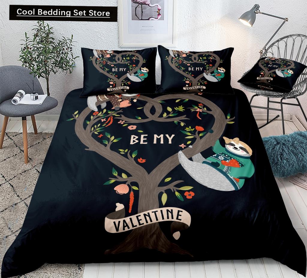 Cartoon Sloth Duvet Cover King Queen Funny Animal Bedding Set for Kids Wildlife Polyester Quilt Cover Children Birthday Gifts