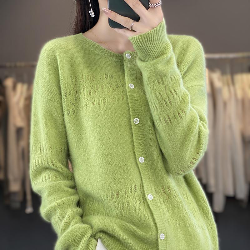 QingHe Cashmere Women's 30% Cashmere Cardigan - Soft & Warm Wool Blend Sweater