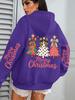 Colorful Bow Tree Print Women's Christmas Hoodie Sweatshirt