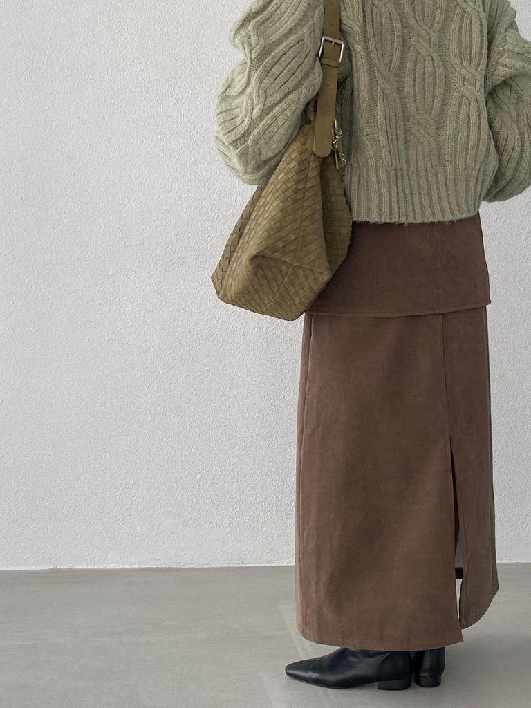 Korean Style Fleece-Lined Slimming Midi Skirt for Women – Winter Versatile 0253