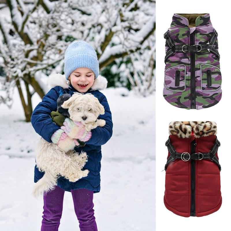 Reflective Winter Dog Clothes For Pet Waterproof Warm Dog Vest With Built-in Harness Puppy Ski Coats Jackets Pets Supplies