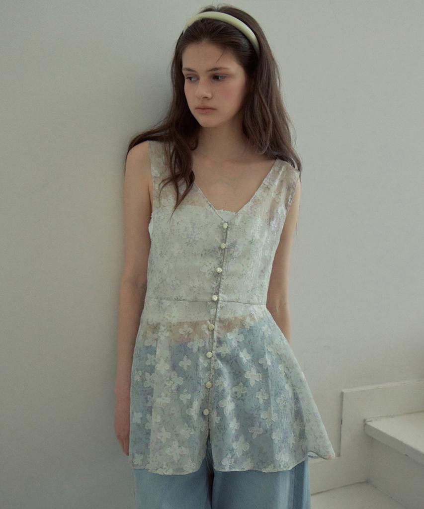 Aueonoseuteljia Flower Jacquard Layered Blouse_Cream(Ob6Bl11)