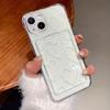 For iPhone 16 15 Pro Max Case White Big Love Heart Clear Phone Cases For iPhone 14 13 12 11 XS XR 7 8 Plus Wallet Card Bag Cover